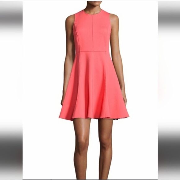 Halston Heritage Vibrant Coral Mini Dress - Picture 3 of 6